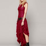 Yidouxian Station Fashion Women's Fashion Style Irregular High And Low Lace Skirt Sexy Long Dress