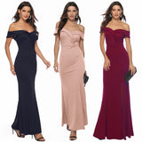 Yidouxian Women's Fashion New V-Collar Forked Dress Party Evening Dress Long Dress