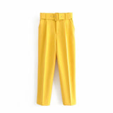 Yidouxian 2024 New Pleated Multi-Color Harlan Pants Leisure Solid-Color Women's Pants Belt