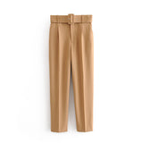 Yidouxian 2024 New Pleated Multi-Color Harlan Pants Leisure Solid-Color Women's Pants Belt