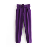 Yidouxian 2024 New Pleated Multi-Color Harlan Pants Leisure Solid-Color Women's Pants Belt