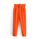 Yidouxian 2024 New Pleated Multi-Color Harlan Pants Leisure Solid-Color Women's Pants Belt