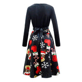 Yidouxian Sells Popular Christmas Fashion Retro Round-Collar Printed Long-Sleeved Hem Dresses In Stock