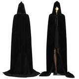 Yidouxian Halloween Velvet Cloak Cape Hooded Medieval Costume Witch Wicca Vampire Halloween Costume Full Length Dress Coats 5 Colors