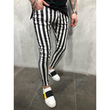 Yidouxian Men's Fashion Slim Jogger Skinny Pencil Pants Comfortable Striped Plaid Hip Hop Casual Pants S-XXL