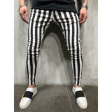 Yidouxian Men's Fashion Slim Jogger Skinny Pencil Pants Comfortable Striped Plaid Hip Hop Casual Pants S-XXL