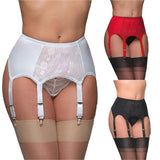Yidouxian High Waist Garter Belt Mesh Suspender Belt 6 Straps Garter Belt for Thong Stocking S-XXL (NO stocking and Panties)