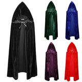 Yidouxian Halloween Velvet Cloak Cape Hooded Medieval Costume Witch Wicca Vampire Halloween Costume Full Length Dress Coats 5 Colors