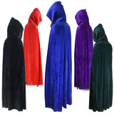 Yidouxian Halloween Velvet Cloak Cape Hooded Medieval Costume Witch Wicca Vampire Halloween Costume Full Length Dress Coats 5 Colors