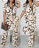 Yidouxian Independent Station New Spring / Summer 2024 Fashion Printed Zipper Jacket 2-Piece Set