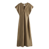 Yidouxian New Silk Satin Long Style Midi Dress 2157238 706