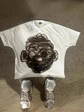 Yidouxian Men's T-Shirts Harajuku Vintage Cartoon Printed Round-Neck T-Shirts Men Y2K American Street Fashion