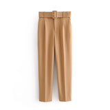 Yidouxian 2024 New Pleated Multi-Color Harlan Pants Leisure Solid-Color Women's Pants Belt