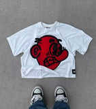 Yidouxian New Gothic Funny Street Trend Hip-Hop Printed High Street Casual Men's And Women's Short-Sleeved Round-Necked T-Shirts