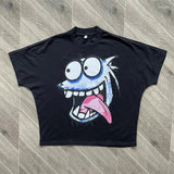 Yidouxian Men's T-Shirts Blutosatire Billdog Oversized T-Shirts Personalized Print High-Collar Sports Couples Short Sleeves