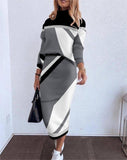 Yidouxian Autumn And Winter Large Size New Fashionable Dress Suit With Long Sleeves And High Collar