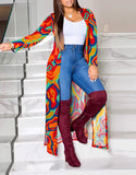 Yidouxian Autumn And Winter Women's Wear New Long-Sleeved Printing Long-Style Leisure Long-Style Coat