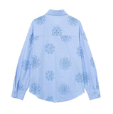 Yidouxian Spring Style Glue Embroidery Decorated Loose Poplin Shirt 2492056