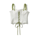 Yidouxian New Color Lace-Up Trim Short Halter Top