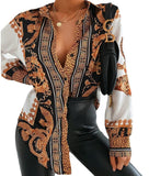 Yidouxian Popular Style 2024 New Ladies' Long-Sleeved White Baroque Leopard Print Shirt