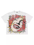 Yidouxian New Gothic Funny Street Trend Hip-Hop Printed High Street Casual Men's And Women's Short-Sleeved Round-Necked T-Shirts