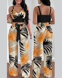 Yidouxian Independent Station Spring And Summer New Fashion Printing Suspenders To Attract 2-Piece Sets Of Trousers