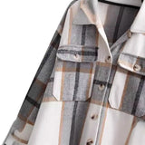 Yidouxian Style Pocket Plaid Blouse Shirt Jacket In Autumn