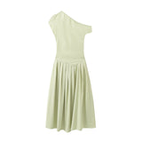 Yidouxian New Summer Dress With A High Waist And A Slim, Asymmetrical Long Dress In Solid Color