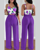 Yidouxian Independent Station Spring And Summer New Fashion Printing Suspenders To Attract 2-Piece Sets Of Trousers