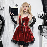 Yidouxian Autumn New Sexy Halter Dress Dark Death Note Leather Strap A Pendulum Dress For Women