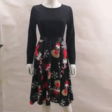 Yidouxian Sells Popular Christmas Fashion Retro Round-Collar Printed Long-Sleeved Hem Dresses In Stock