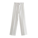 Yidouxian New Summer Style Straight Tube High Waist Shows Thin Solid Color Casual Pants 2761048