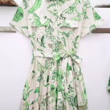 Yidouxian New Series Of Spring Printed Belt-Lined Dress