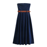 Yidouxian Spring Dress With Belt And Denim Breast 6164072