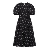 Yidouxian New Embroidered Bubble Sleeve Poplin Dress With Waist Length 7901865