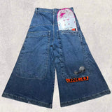 Yidouxian Baggy Jeans Y2K Hip-Hop Street Men's Casual Wide-Legged Jeans