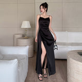 Yidouxian Pleated Satin Dress 2024 New Summer Dress With Elegant Style And High Sense Of Style