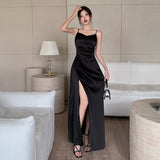 Yidouxian Pleated Satin Dress 2024 New Summer Dress With Elegant Style And High Sense Of Style