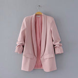 Yidouxian Spring Style Pleated Sleeve Sag Urban Leisure Candy Color Women's Suit Coat