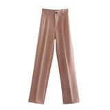 Yidouxian New Summer Style Straight Tube High Waist Shows Thin Solid Color Casual Pants 2761048