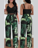 Yidouxian Independent Station Spring And Summer New Fashion Printing Suspenders To Attract 2-Piece Sets Of Trousers