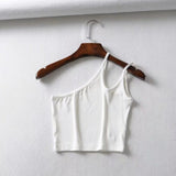 Yidouxian New Irregular Oblique Collar One-Shoulder Double Halter Top E Slim Lady Sling Vest