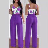 Yidouxian Independent Station Spring And Summer New Fashion Printing Suspenders To Attract 2-Piece Sets Of Trousers