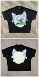 Yidouxian Men's T-Shirts Blutosatire Billdog Oversized T-Shirts Personalized Print High-Collar Sports Couples Short Sleeves
