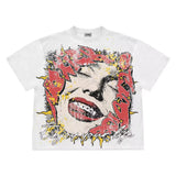 Yidouxian New Gothic Funny Street Trend Hip-Hop Printed High Street Casual Men's And Women's Short-Sleeved Round-Necked T-Shirts