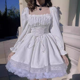 Yidouxian Lovely Sweet Bubble Sleeve Dress 2024 Spring Lace Lace Princess Dress