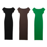 Yidouxian New Fitting Solid Color Medium And Long Version Knitted Dress 2335175