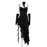 Yidouxian Christmas Shanshan Velvet Ribbon Dress + Cuff Minority Design Sensitive Skirt