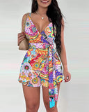 Yidouxian Independent Station Spring And Summer New Printed Belt Shorts Set In Stock