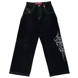 Yidouxian JNCO Printed Baggy Jeans For Men's 2K Casual Wide-Legged Jeans